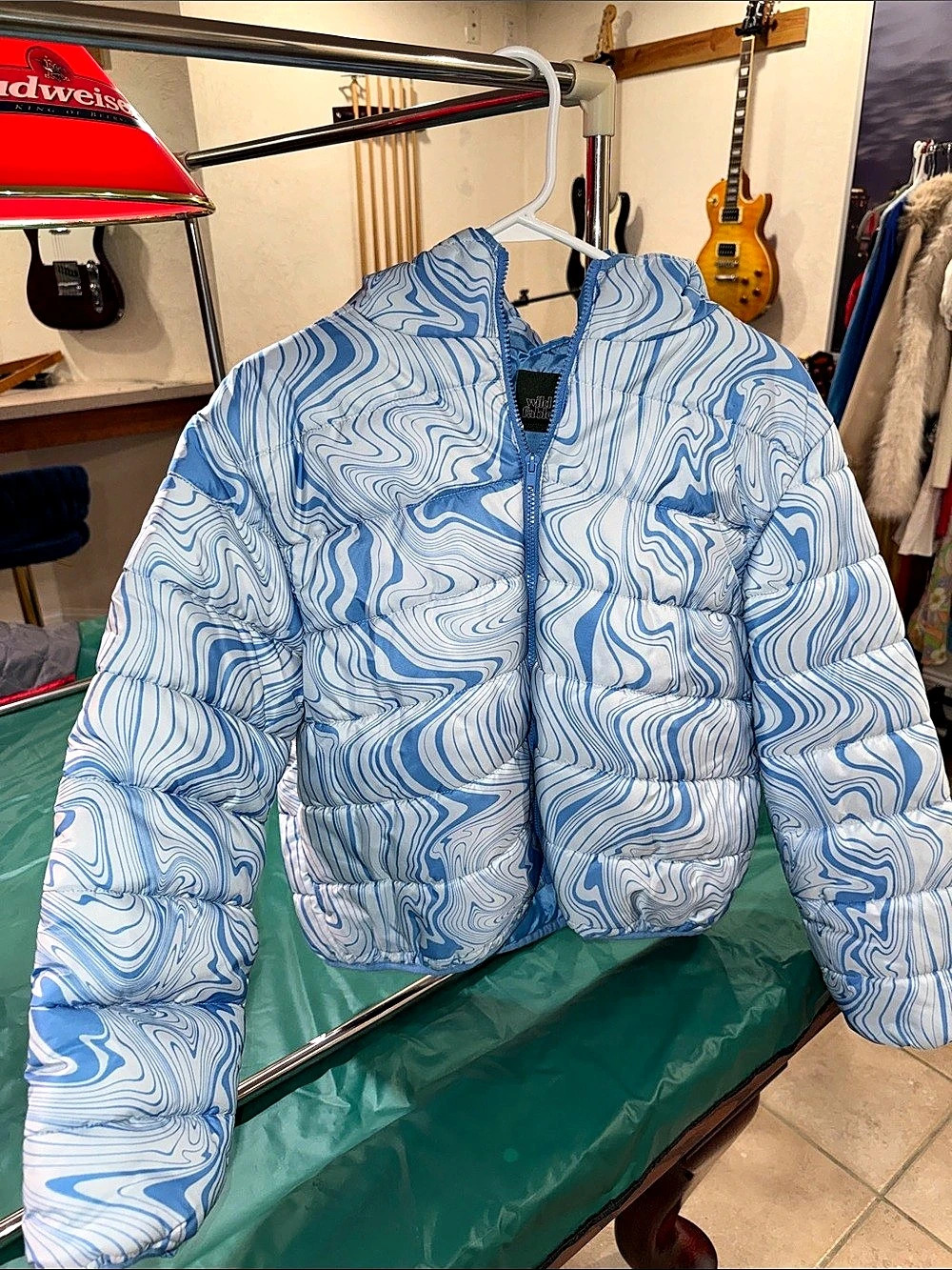 Wild Fable Abstract Puffer in Blue & White Size Small